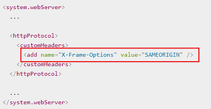 x-frame options iis web config